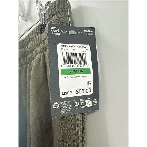 $55 Under Armour Men's Rival Fleece Joggers Size Large, Color:Marine Green NWT.. - Picture 3 of 16
